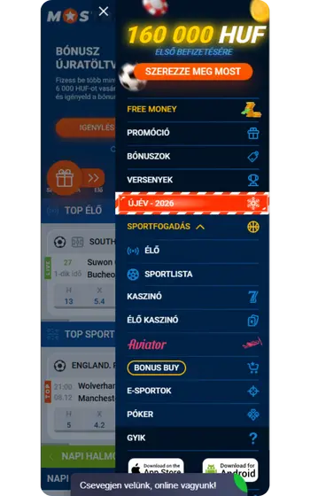 Mostbet főmenü